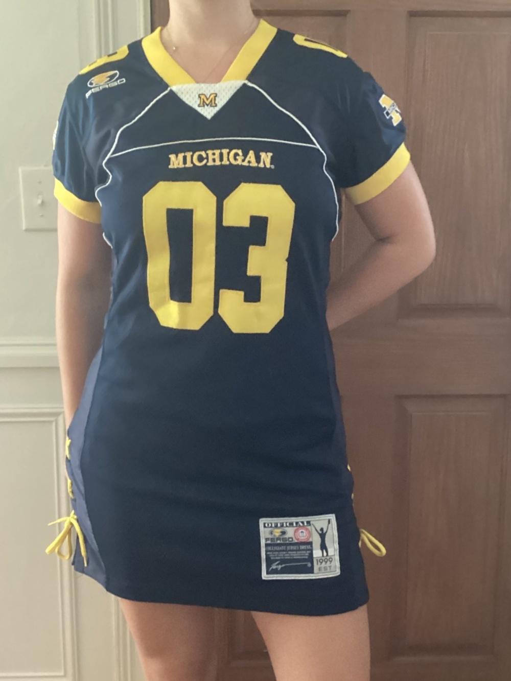Vintage Michigan Wolverines U of M Jersey Dress 1999  **Size XL but fits like a